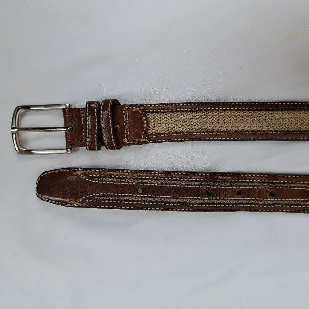 Tommy Bahama Leather & Woven Nylon Belt Size 38 Made in Spain - Picture 5 of 16